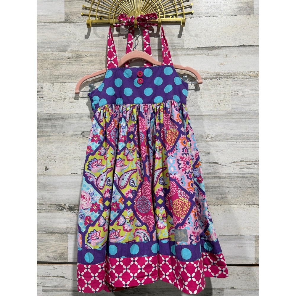 Eleanor Rose Dress Girls 7/8 Pink Purple Mixed Print Whimsical Boho